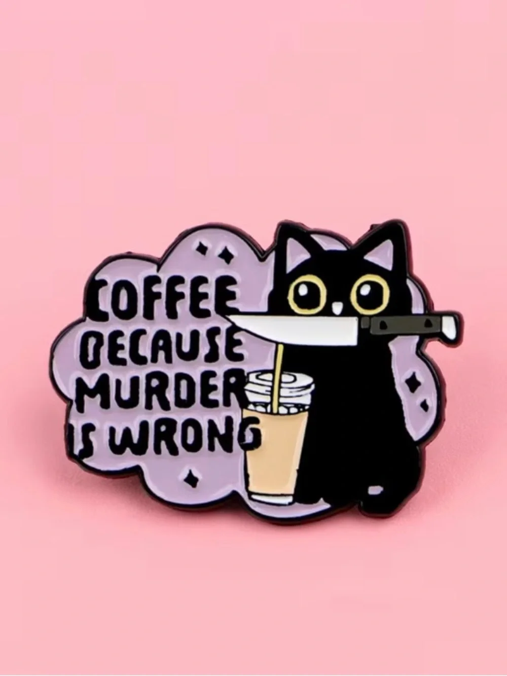 Black Cat Coffee Enamel Pin - Picture 3 of 4